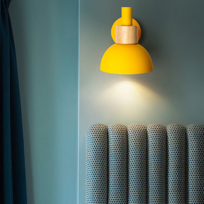 Macaron Dome Shade Wall Sconce Metal 1 Light Sconces for Bedroom