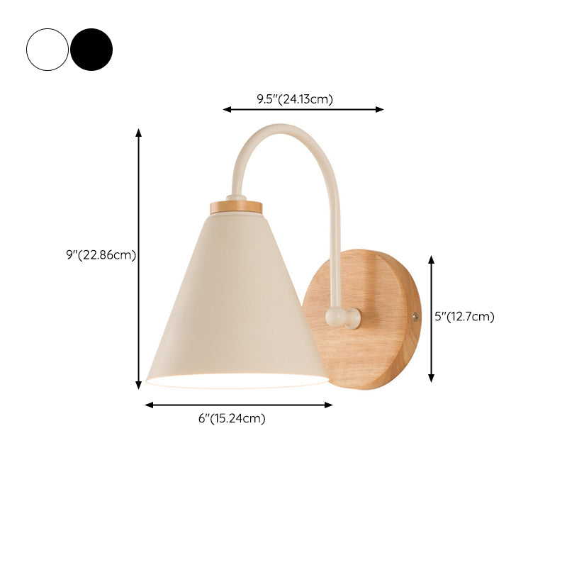 Industrial Wall Lamp Cone Shade Metal 1 Light Sconces for Bedroom