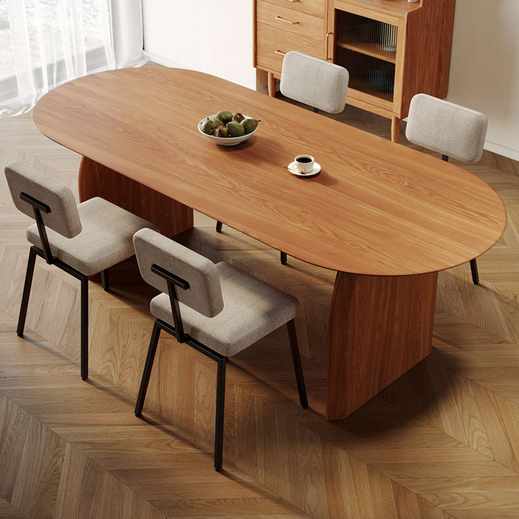 Modern Ash Wood Dining Table Oval Wooden Table with Double Pedestal for Restaurant