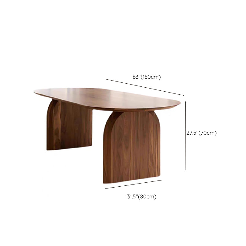 Modern Ash Wood Dining Table Oval Wooden Table with Double Pedestal for Restaurant