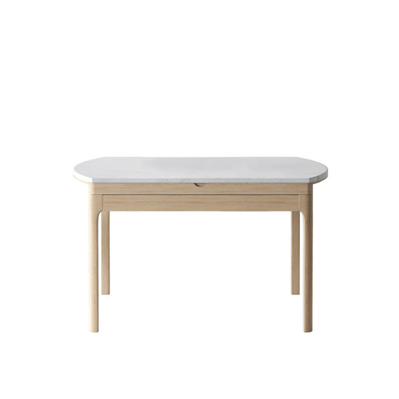 Modern Dining Round Table Stone Table with Wooden Legs for Home