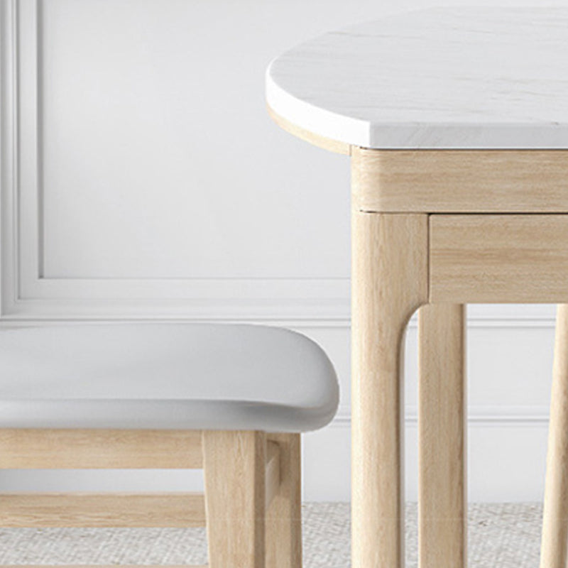 Modern Dining Round Table Stone Table with Wooden Legs for Home