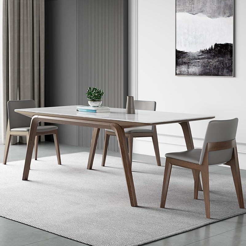 Medieval Modern Sintered Stone Table Rectangle Table with Wooden 4 Legs
