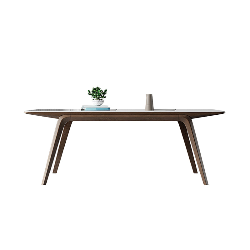Medieval Modern Sintered Stone Table Rectangle Table with Wooden 4 Legs