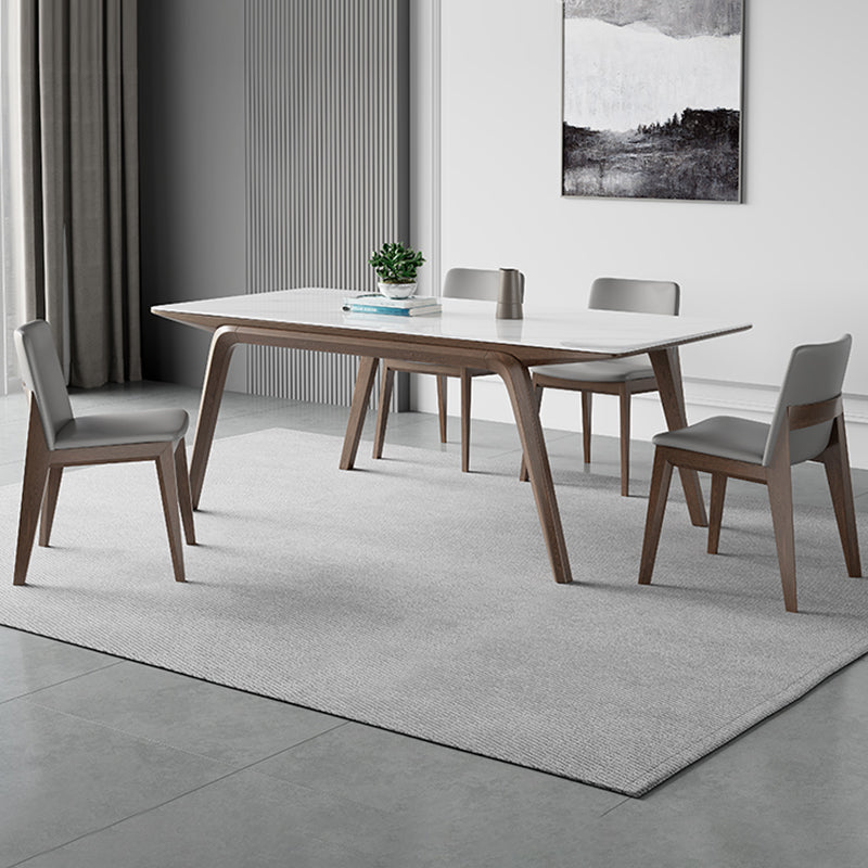 Medieval Modern Sintered Stone Table Rectangle Table with Wooden 4 Legs