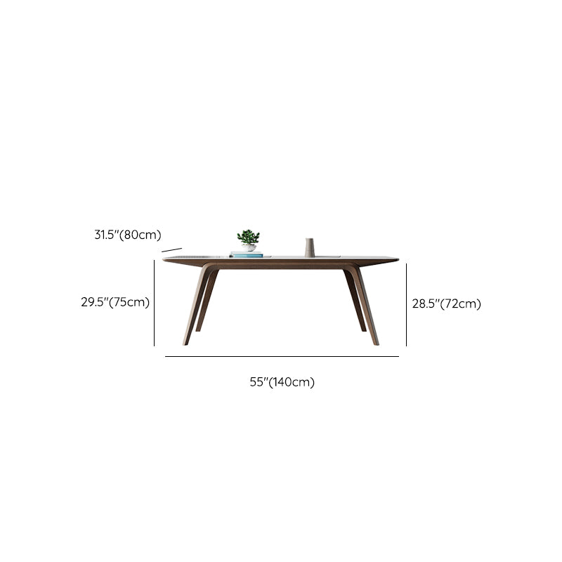 Medieval Modern Sintered Stone Table Rectangle Table with Wooden 4 Legs
