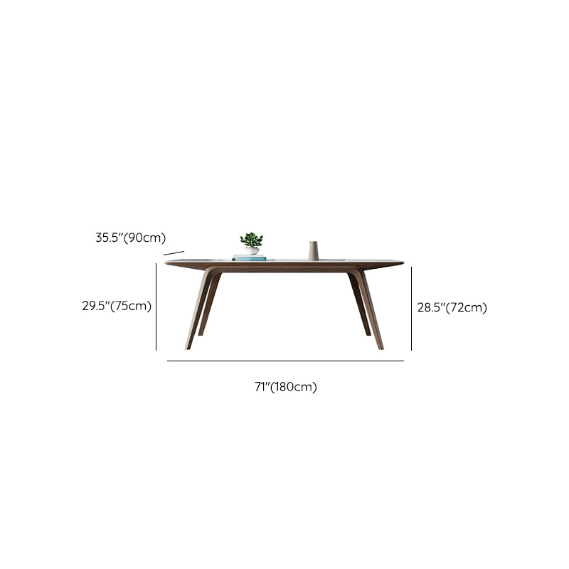Medieval Modern Sintered Stone Table Rectangle Table with Wooden 4 Legs