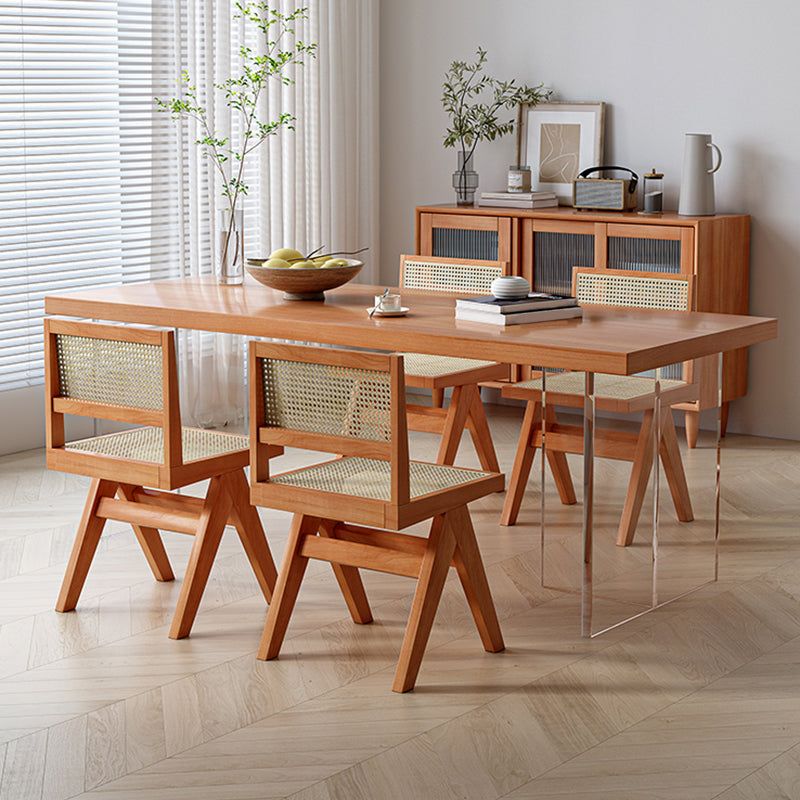 Medieval Modern Solid Wood Table Rectangular Table with Double Pedestal