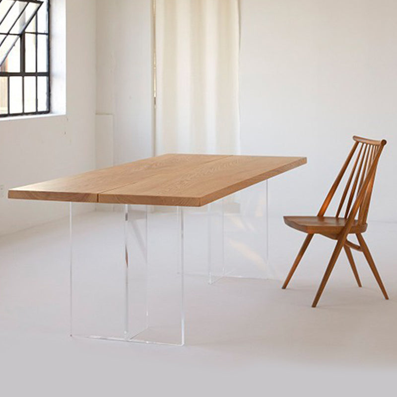 Medieval Modern Solid Wood Table Rectangular Table with Double Pedestal