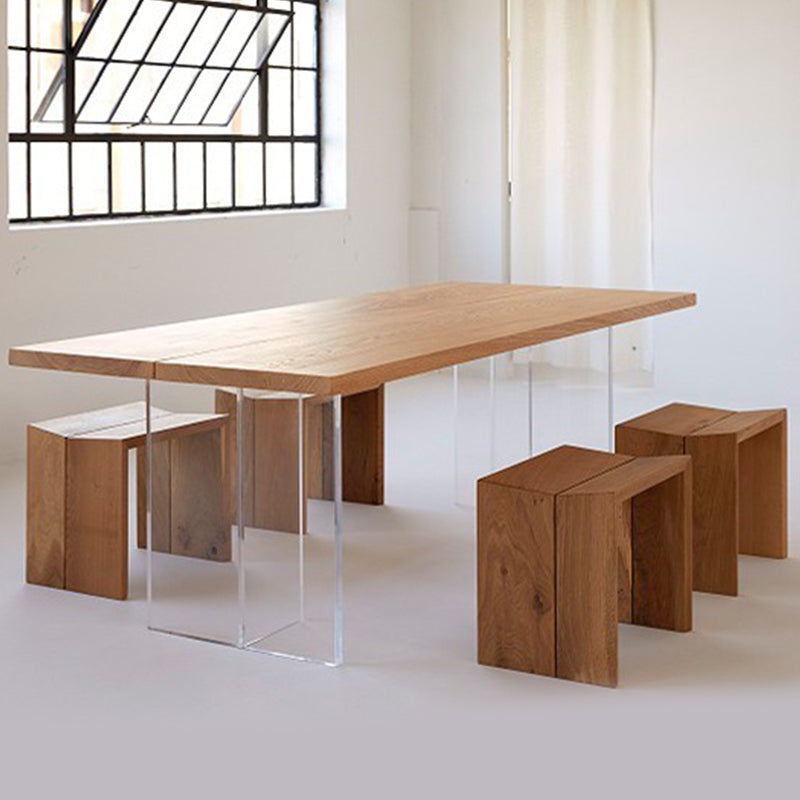 Medieval Modern Solid Wood Table Rectangular Table with Double Pedestal