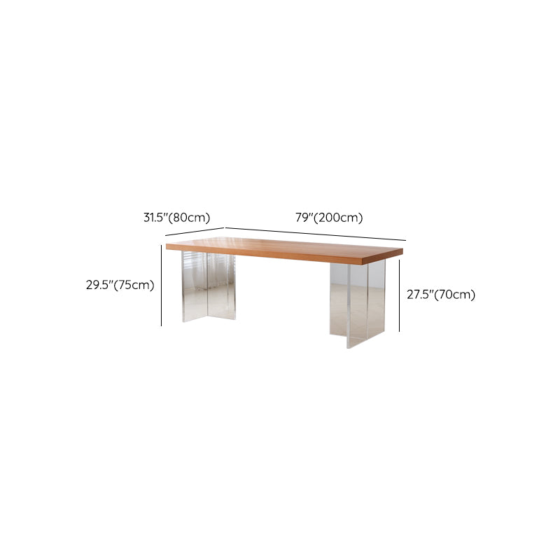 Medieval Modern Solid Wood Table Rectangular Table with Double Pedestal