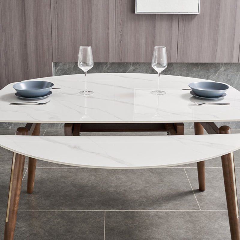 Modern Dining Round Table Sintered Stone Table with 4 Legs for Home