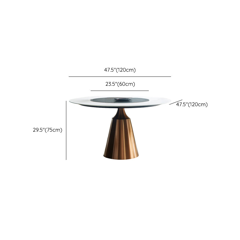 Glam Dining Round Table Sintered Stone Table with Metal Legs for Home