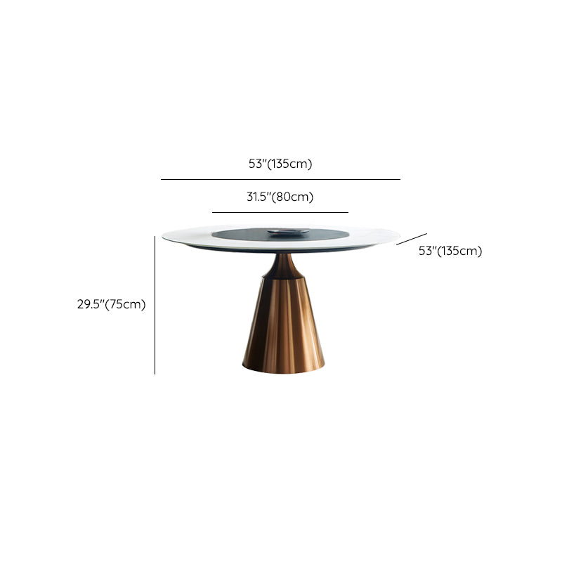 Glam Dining Round Table Sintered Stone Table with Metal Legs for Home