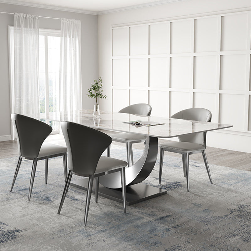 Industrial Dining Rectangle Table Sintered Stone Table with Metal Legs for Home Use
