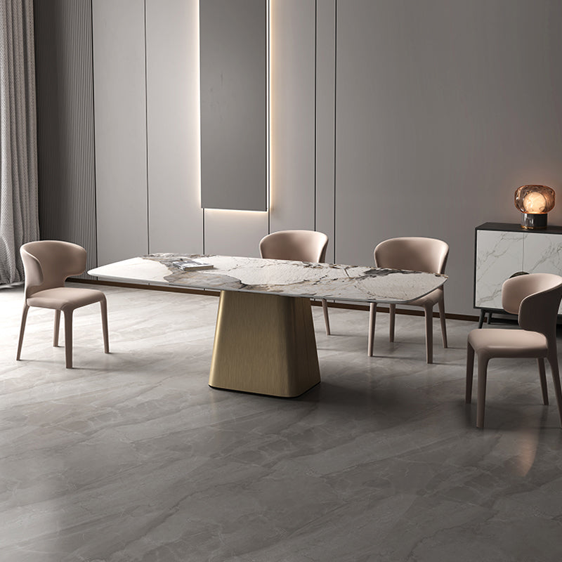 Modern Dining Rectangle Table Sintered Stone Table with Metal Leg for Home