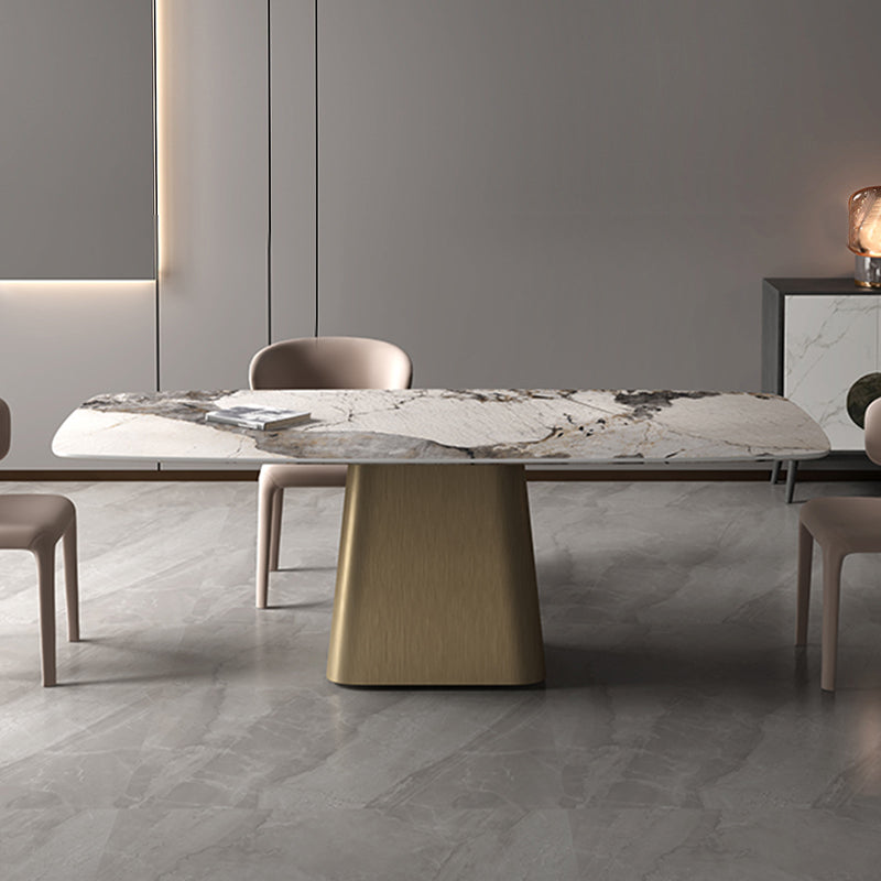 Modern Dining Rectangle Table Sintered Stone Table with Metal Leg for Home