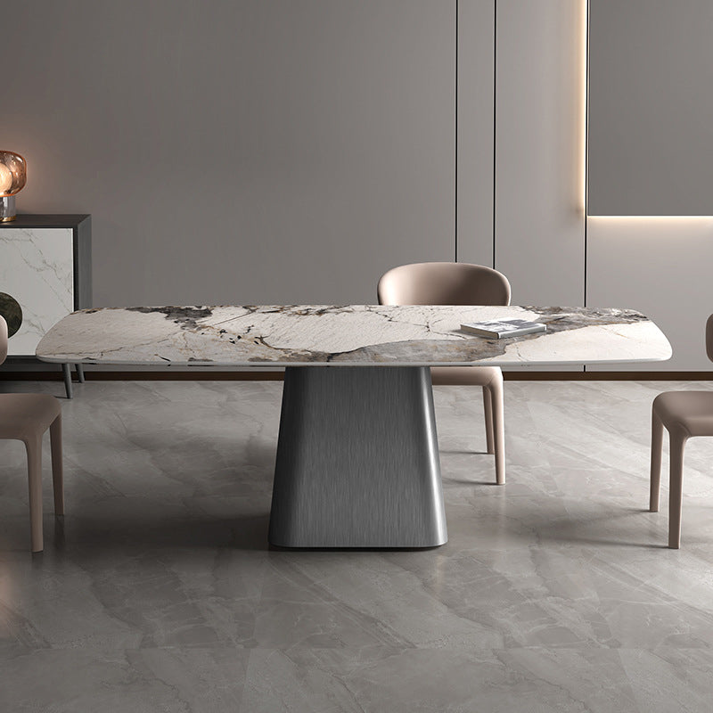 Modern Dining Rectangle Table Sintered Stone Table with Metal Leg for Home
