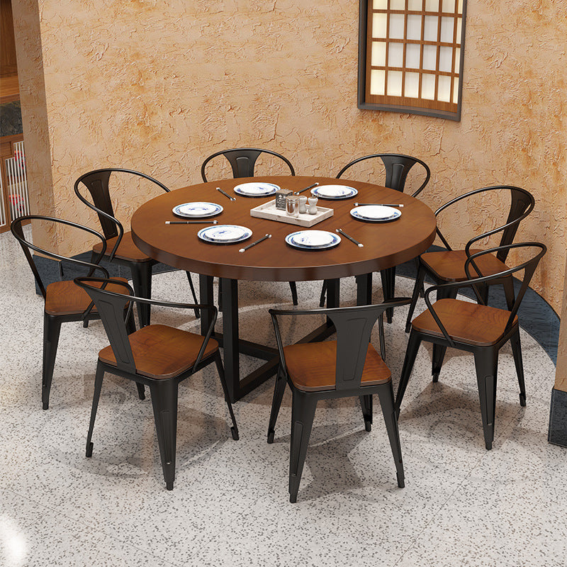 Modern Dining Round Table Wooden Table with Metal Legs for Home