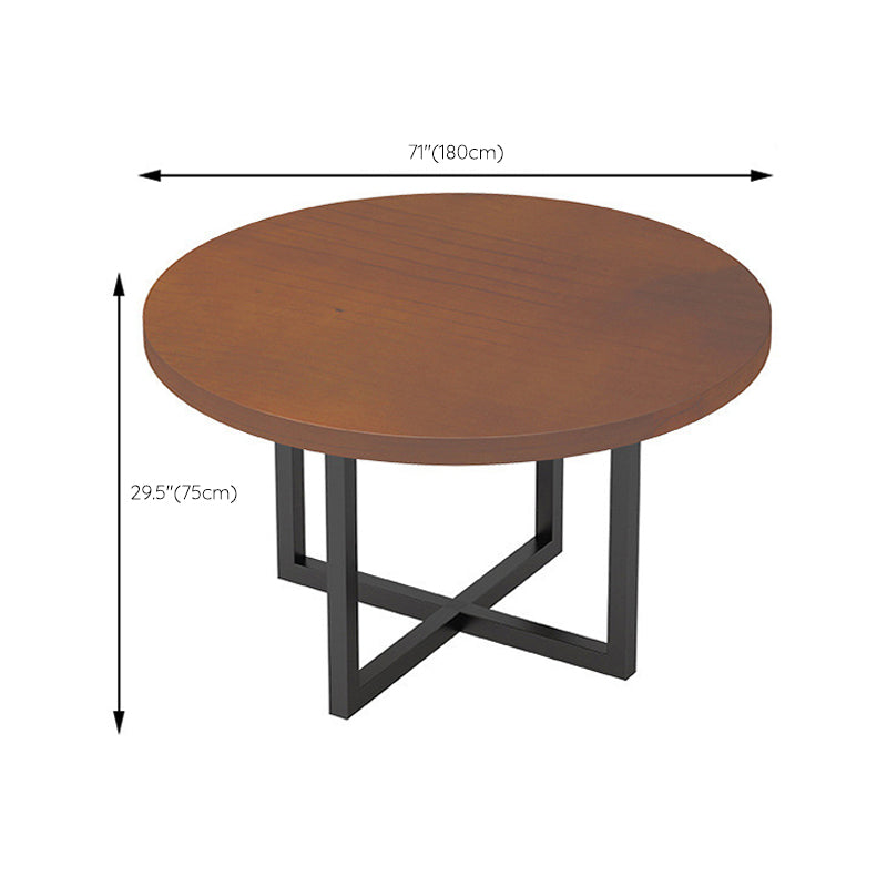 Modern Dining Round Table Wooden Table with Metal Legs for Home