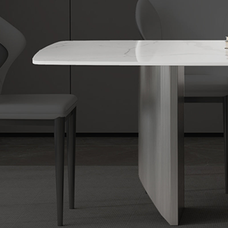 Industrial Sintered Stone Top Table Rectangle Table with Double Pedestal