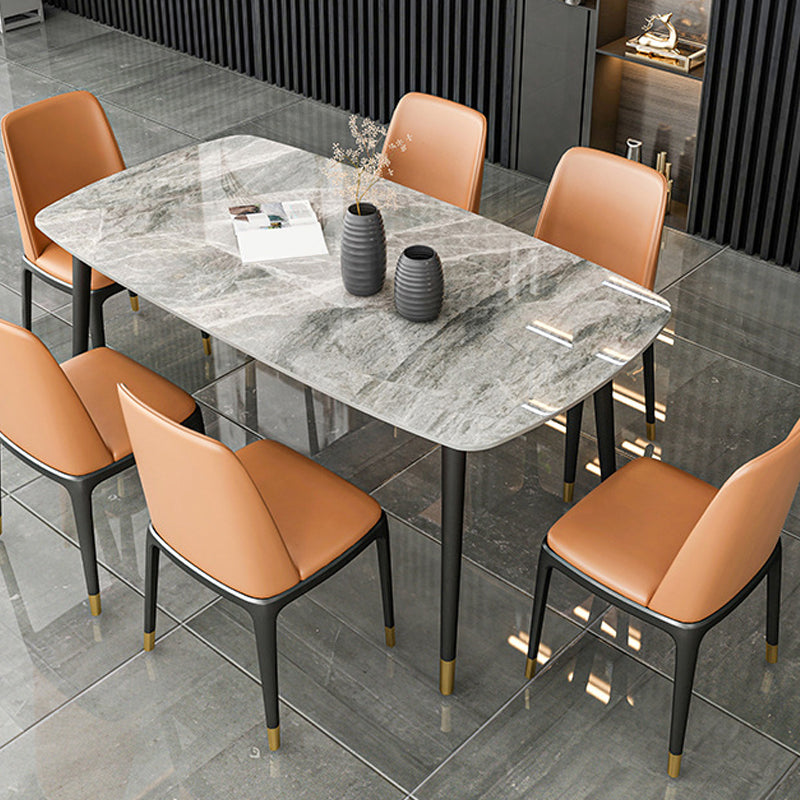 Industrial Dining Rectangle Table Sintered Stone Table with Metal Legs for Home