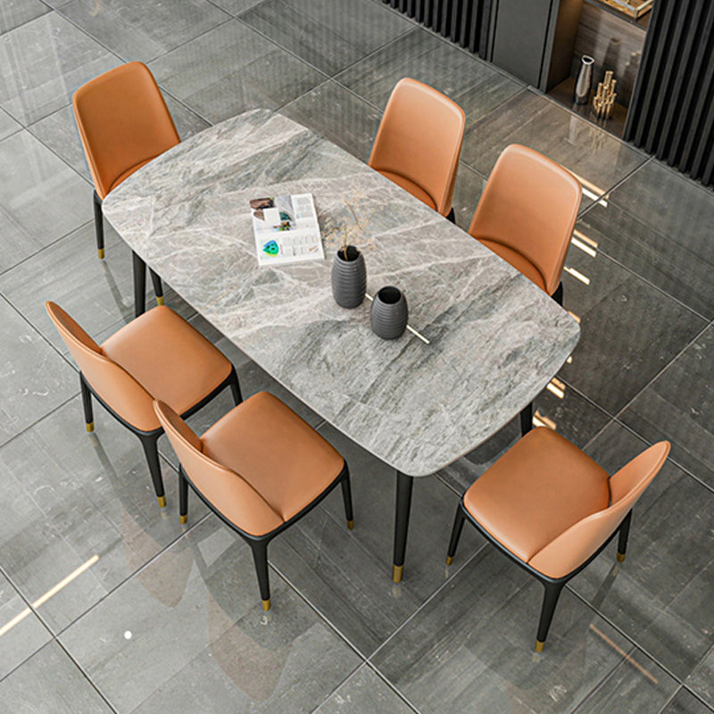 Industrial Dining Rectangle Table Sintered Stone Table with Metal Legs for Home