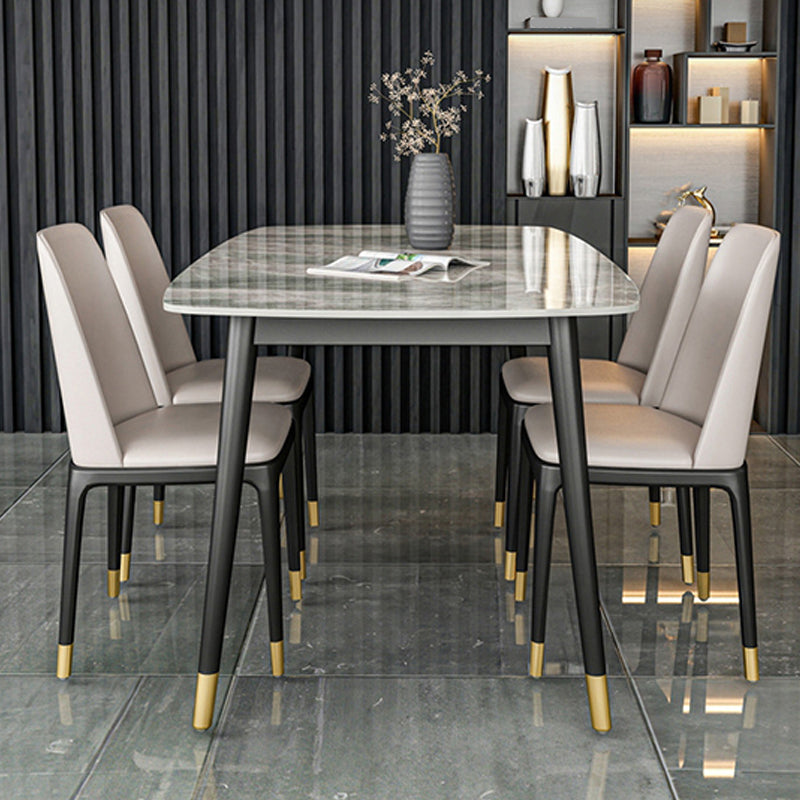 Industrial Dining Rectangle Table Sintered Stone Table with Metal Legs for Home