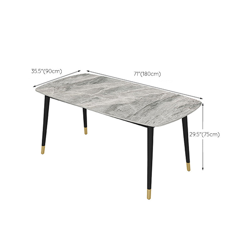 Industrial Dining Rectangle Table Sintered Stone Table with Metal Legs for Home