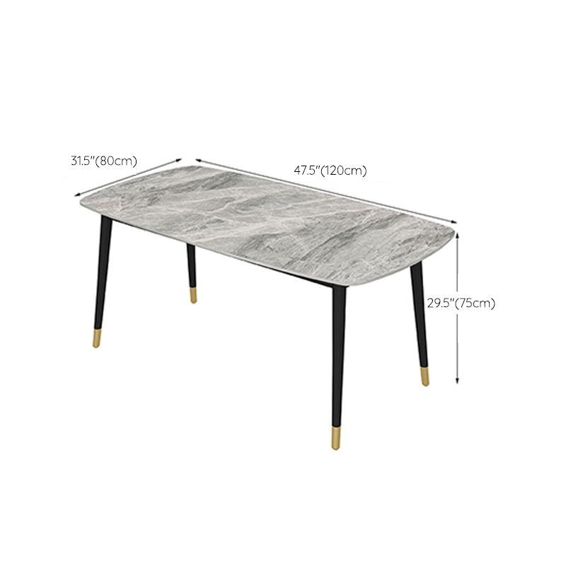 Industrial Dining Rectangle Table Sintered Stone Table with Metal Legs for Home