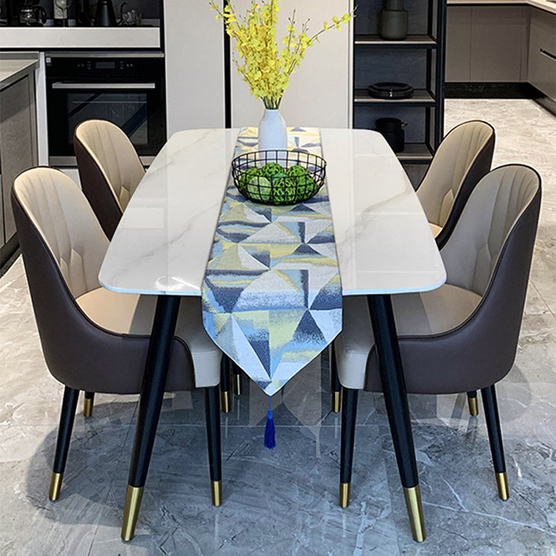 Sintered Stone Dining Table for Restaurant Industrial Rectangle White Table with 4 Legs