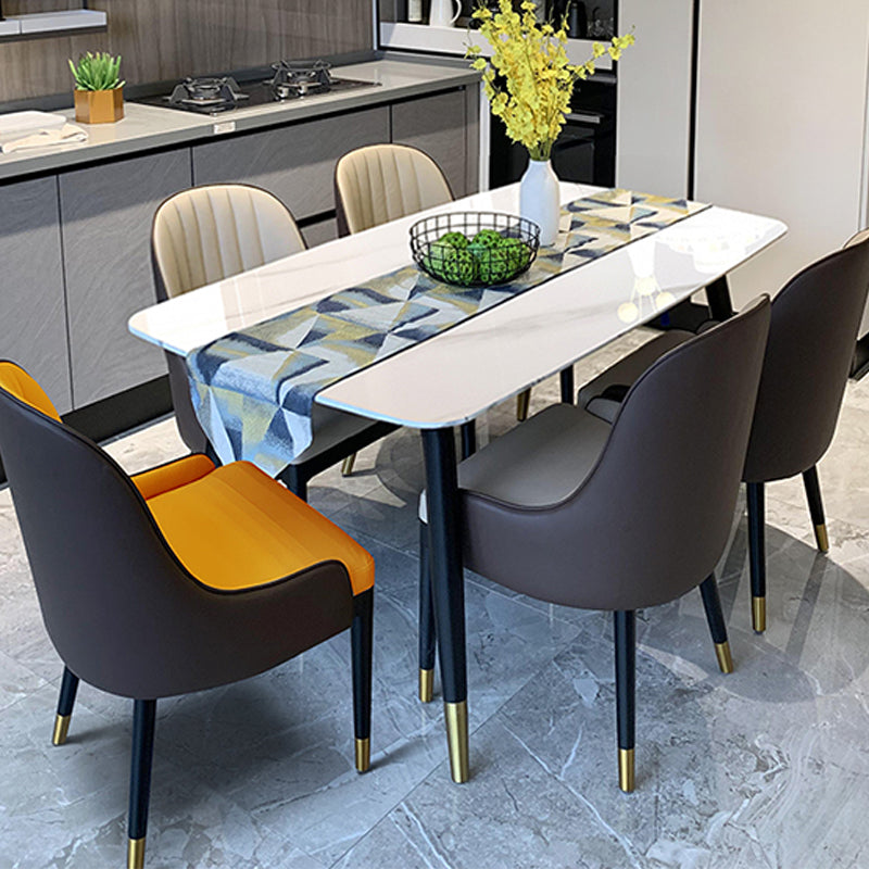 Sintered Stone Dining Table for Restaurant Industrial Rectangle White Table with 4 Legs