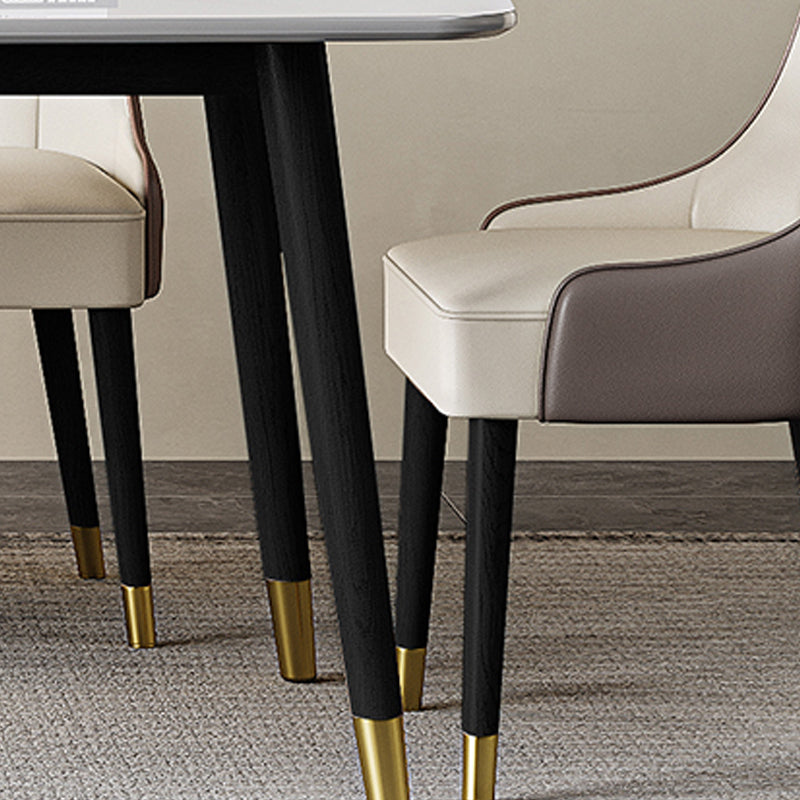 Sintered Stone Dining Table for Restaurant Industrial Rectangle White Table with 4 Legs