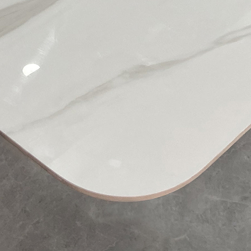 Sintered Stone Dining Table for Restaurant Industrial Rectangle White Table with 4 Legs