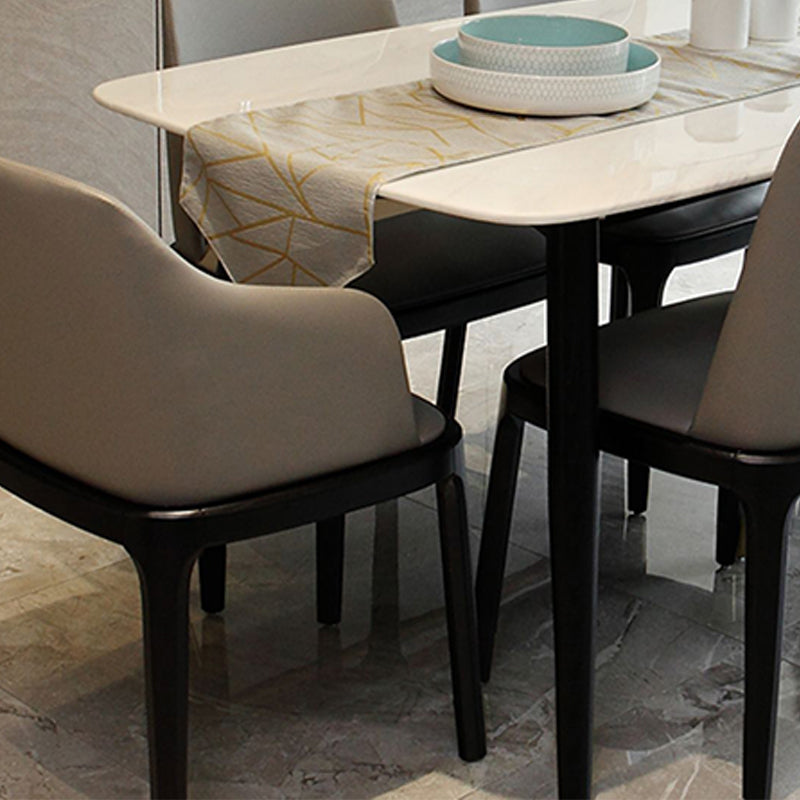 Industrial Sintered Stone Dining Table Rectangle Table with Wooden 4 Legs