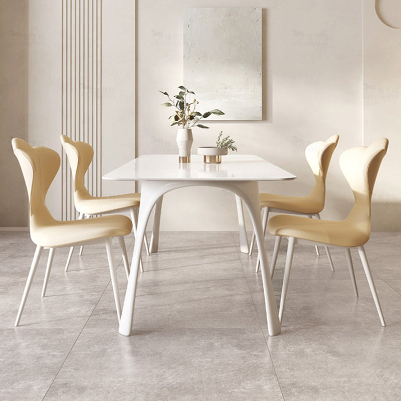 Medieval Modern Sintered Stone Table Rectangle Table with Metal Base and 4 Legs