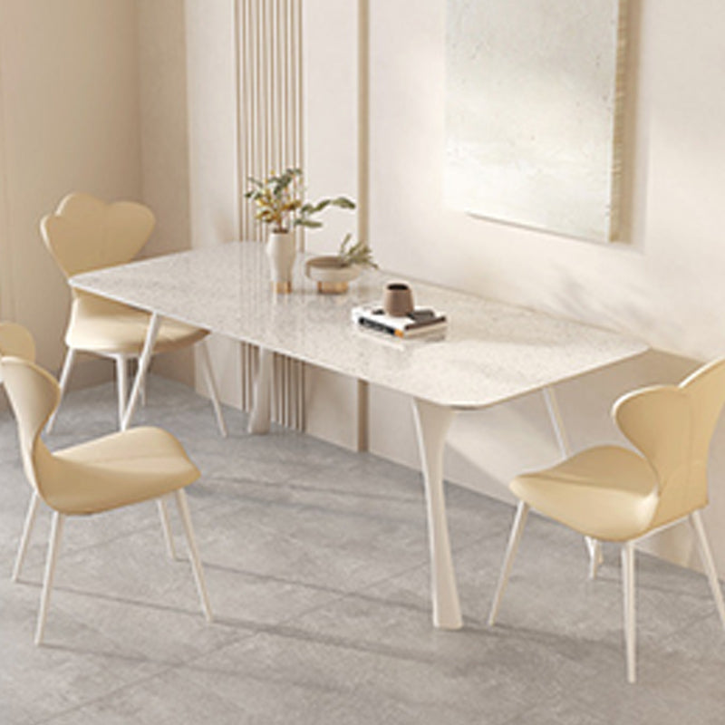 Medieval Modern Sintered Stone Table Rectangle Table with Metal Base and 4 Legs