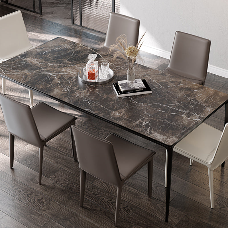 Industrial Sintered Stone Top Table Rectangular Table with Metal Base
