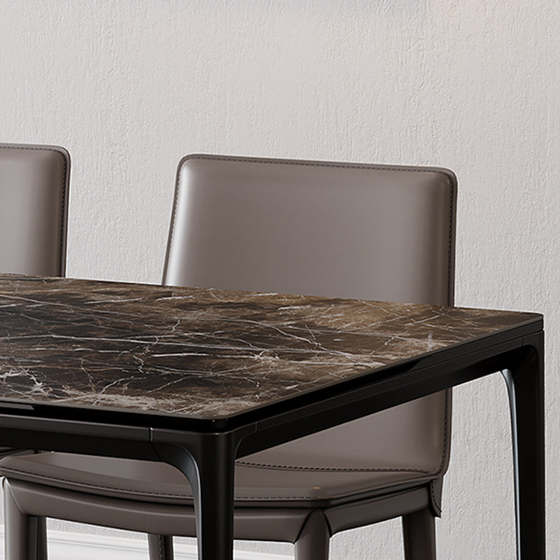 Industrial Sintered Stone Top Table Rectangular Table with Metal Base