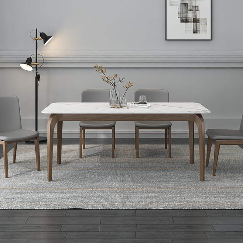 Medieval Modern Sintered Stone Table Rectangular Table with Wooden Base