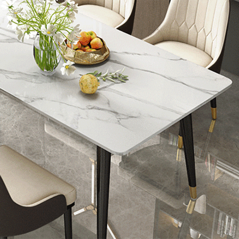 Modern Dining Rectangle Table Sintered Stone Table with Metal Legs for Kitchen