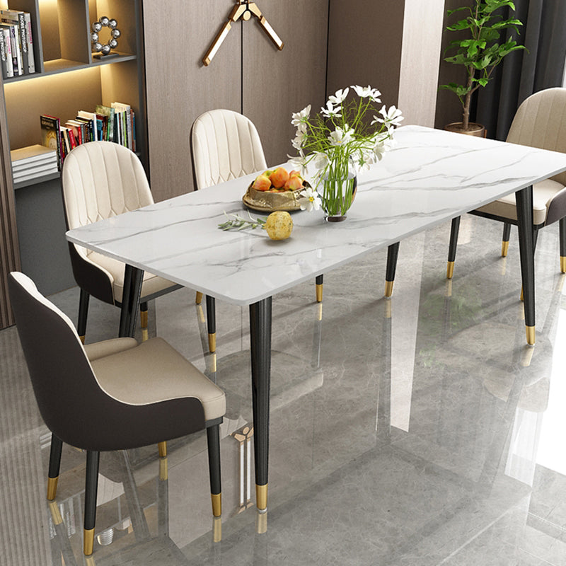 Modern Dining Rectangle Table Sintered Stone Table with Metal Legs for Kitchen