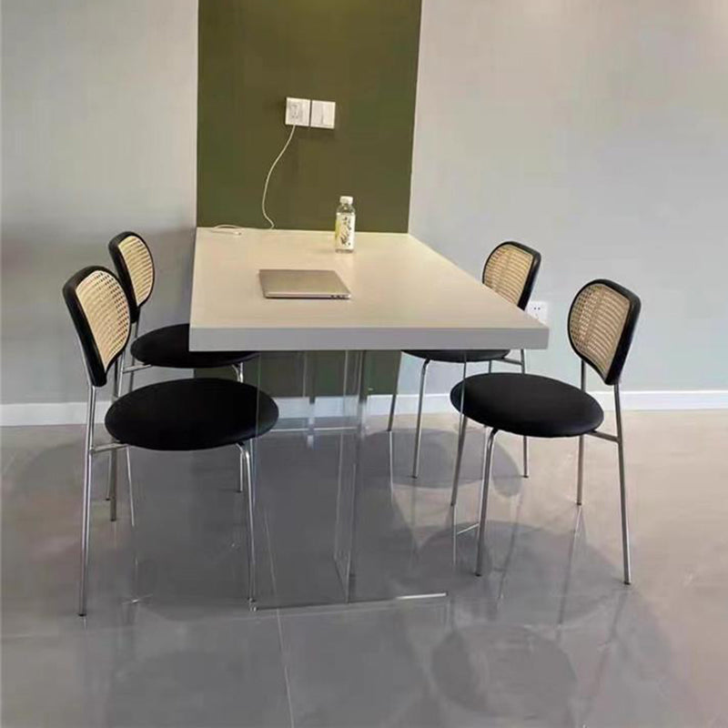 Rectangle Double Pedestal Dining Table Modern Wood Table for Kitchen Dining Room