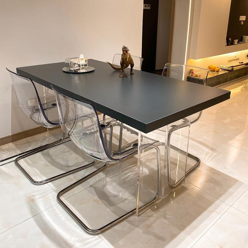 Rectangle Double Pedestal Dining Table Modern Wood Table for Kitchen Dining Room