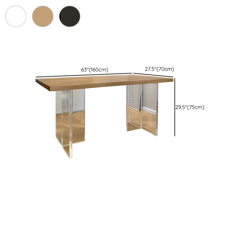 Rectangle Double Pedestal Dining Table Modern Wood Table for Kitchen Dining Room