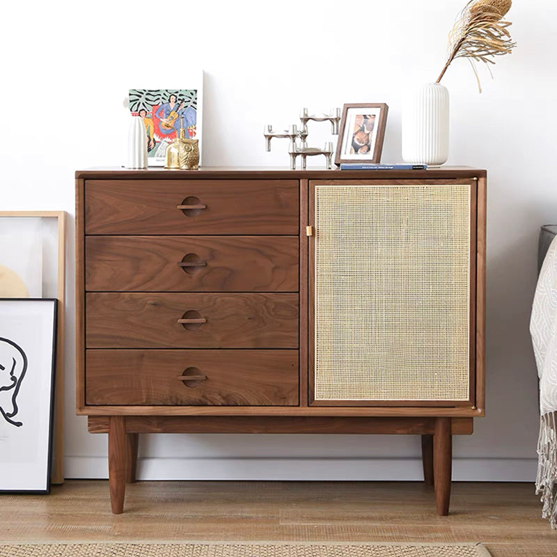 Modern Accent Cabinet Solid Wood With Doors 4 - Drawer Rectangle Cabinet