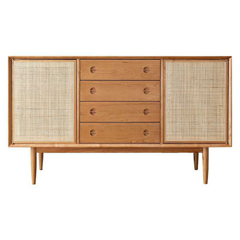 Modern Accent Cabinet Solid Wood With Doors 4 - Drawer Rectangle Cabinet