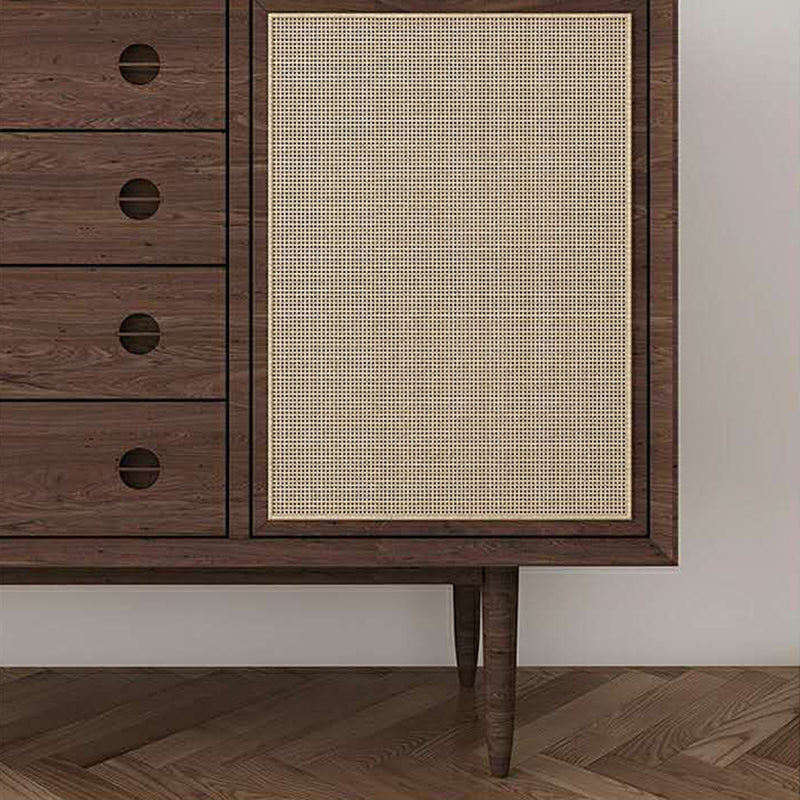 Modern Accent Cabinet Solid Wood With Doors 4 - Drawer Rectangle Cabinet
