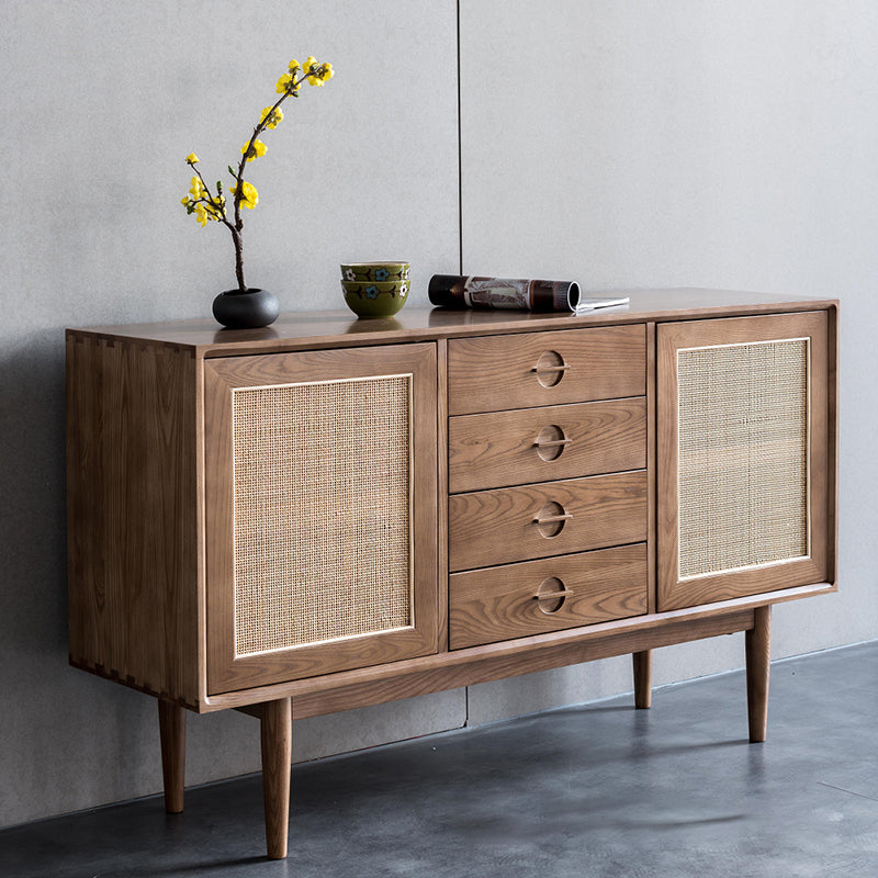Modern Cabinet Solid Wood With Doors 4 - Drawer Rectangle Accent Cabinet