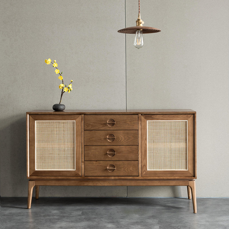 Modern Cabinet Solid Wood With Doors 4 - Drawer Rectangle Accent Cabinet